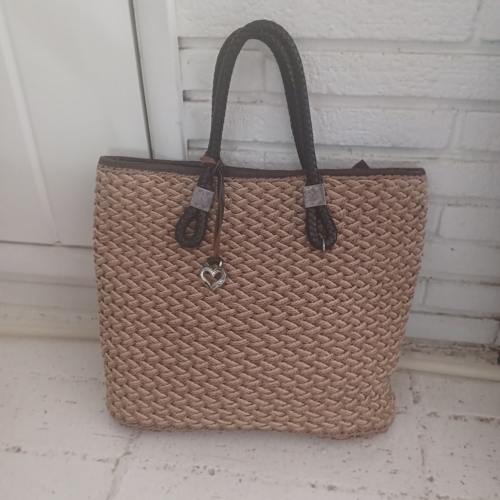 Brighton purse Tote Bag Old Money Casual Woven Tan Authentic
